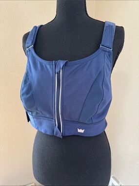 SHEFIT Navy Front-Zip High-Support Sports Bra